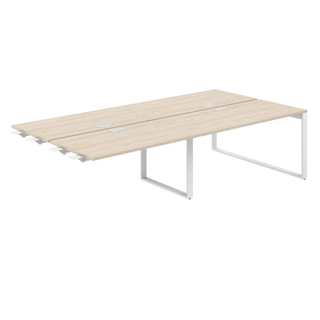 AG.163.AR.L.72.WH  / Рабочая станция комбо 3200х1238х750  / профиль О-образный: 70х20 белый; лючок: серебро; столешница: акация равелло